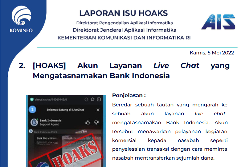 Isu Hoaks 5 Mei 2022