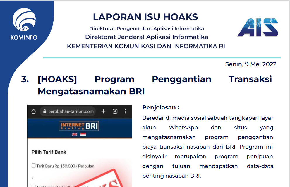 Isu Hoaks 9 Mei 2022