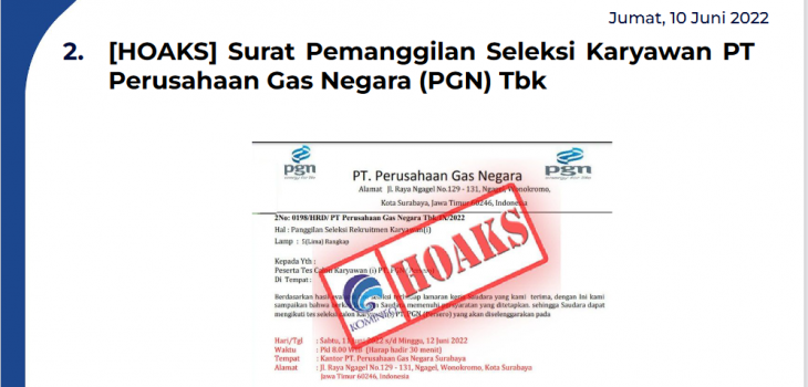 Isu Hoaks 10 Juni 2022