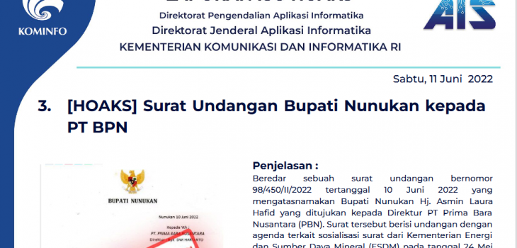 Isu Hoaks 11 Juni 2022