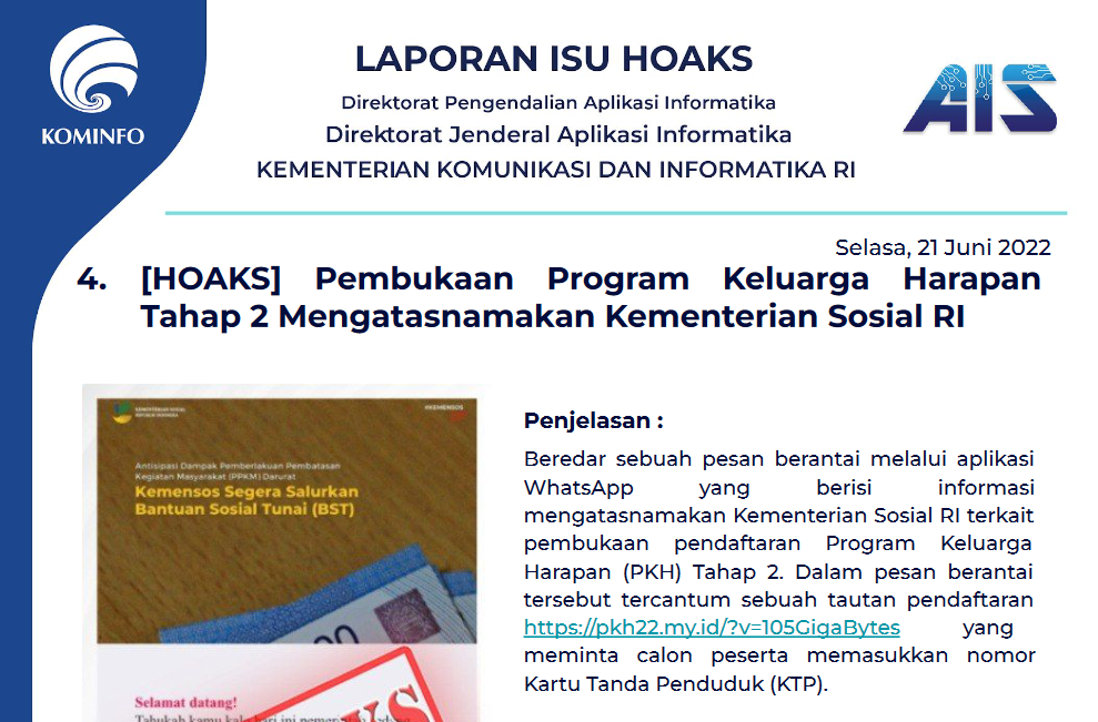 Isu Hoaks 21 Juni 2022