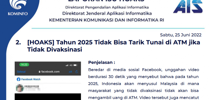 Isu Hoaks 25 Juni 2022
