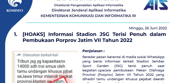 Isu Hoaks 26 Juni 2022