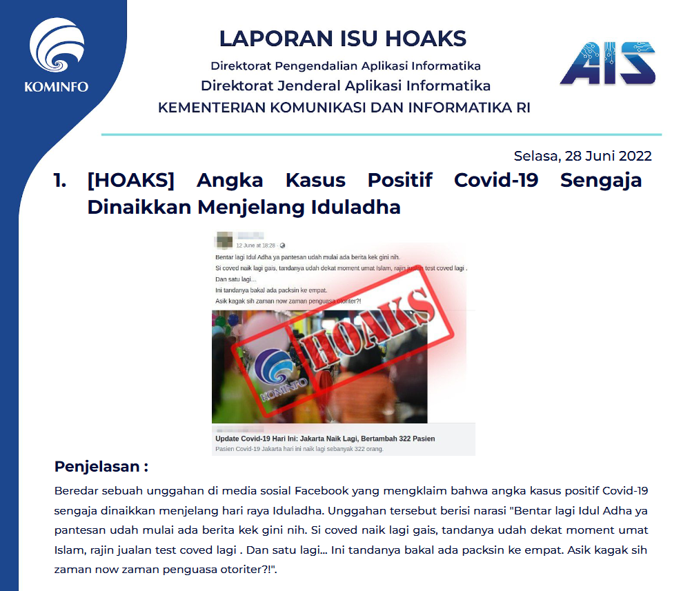Isu Hoaks 28 Juni 2022