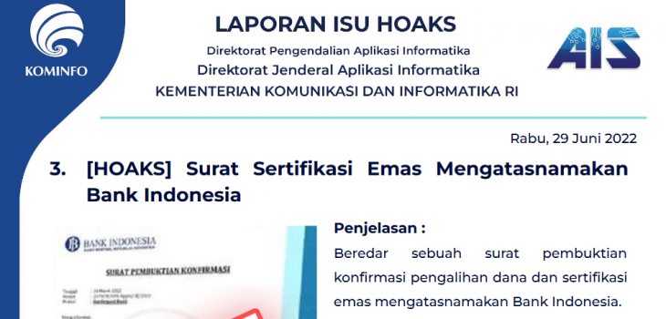 Isu Hoaks 29 Juni 2022