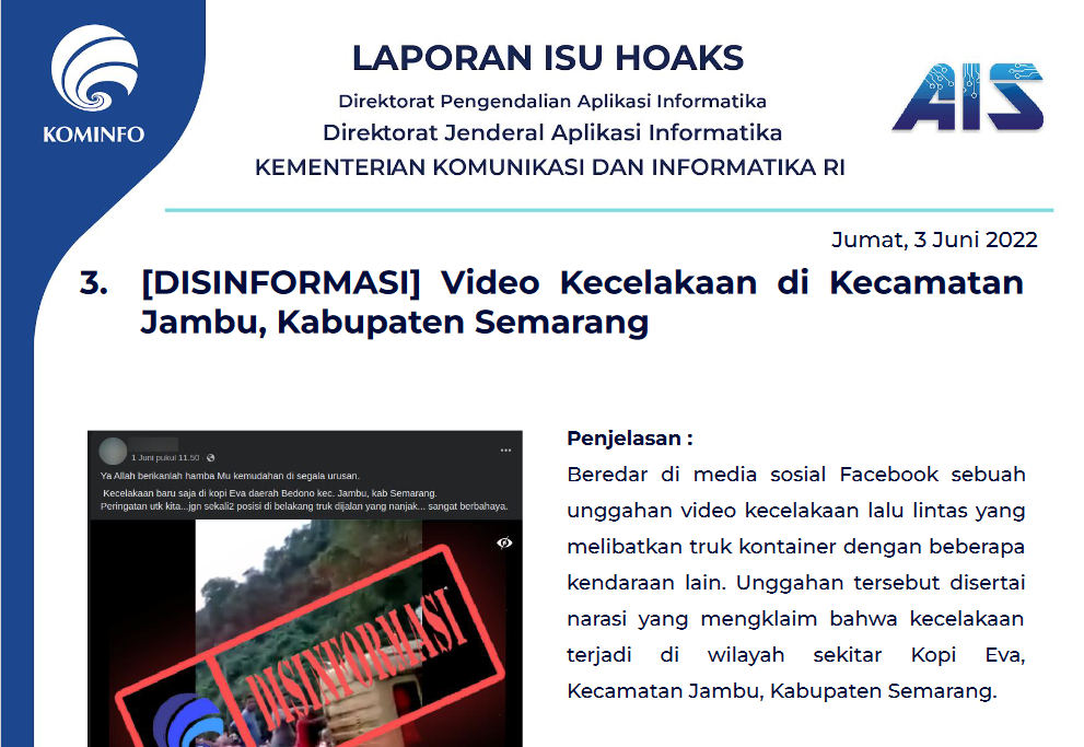Isu Hoaks 3 Juni 2022