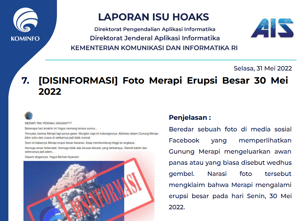 Isu Hoaks 31 Mei 2022