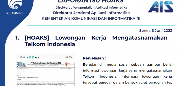 Isu Hoaks 6 Juni 2022