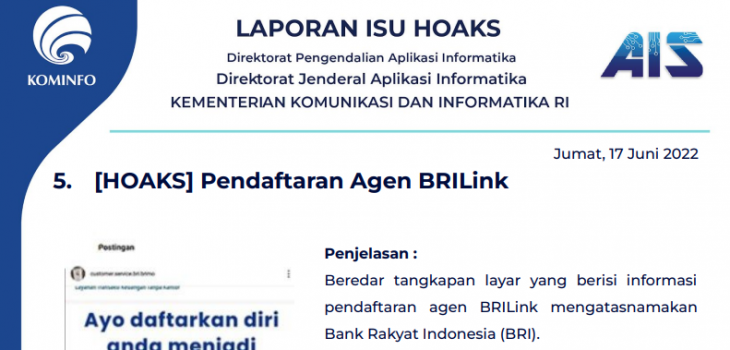 Isu Hoaks & Disinformasi 17 Juni 2022