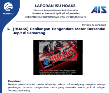 Isu Hoaks & Disinformasi 19 Juni 2022