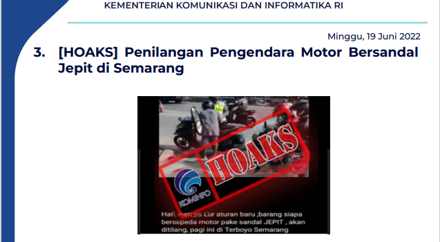 Isu Hoaks & Disinformasi 19 Juni 2022