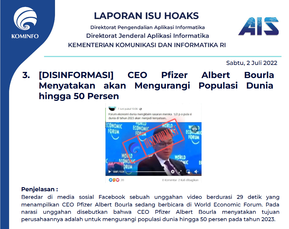 Isu Hoaks 2 Juli 2022