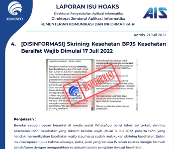 Isu Hoaks 21 Juli 2022