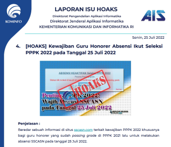 Isu Hoaks 25 Juli 2022