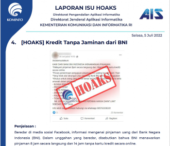 Isu Hoaks 5 Juli 2022