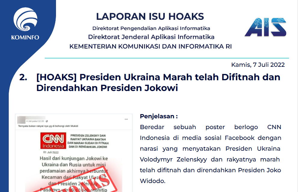 Isu Hoaks 7 Juli 2022