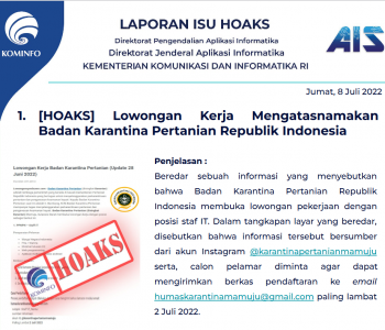 Isu Hoaks 8 Juli 2022
