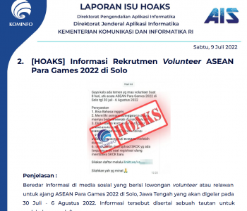Isu Hoaks 9 Juli 2022