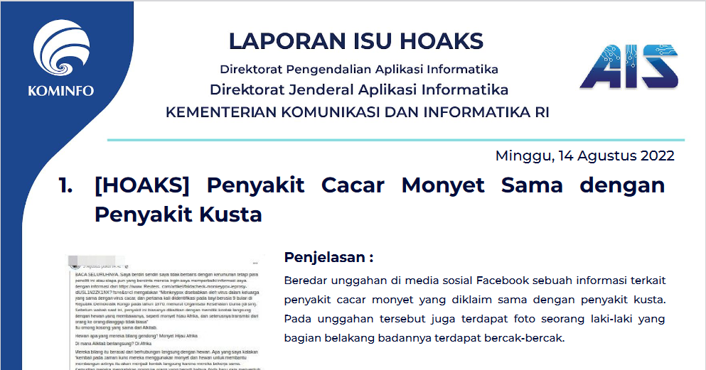 Isu Hoaks 14 Agustus 2022