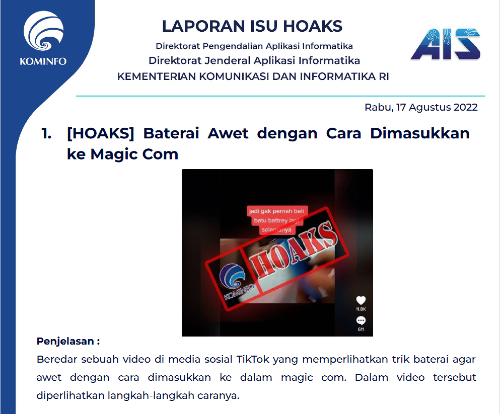 Isu Hoaks 17 Agustus 2022