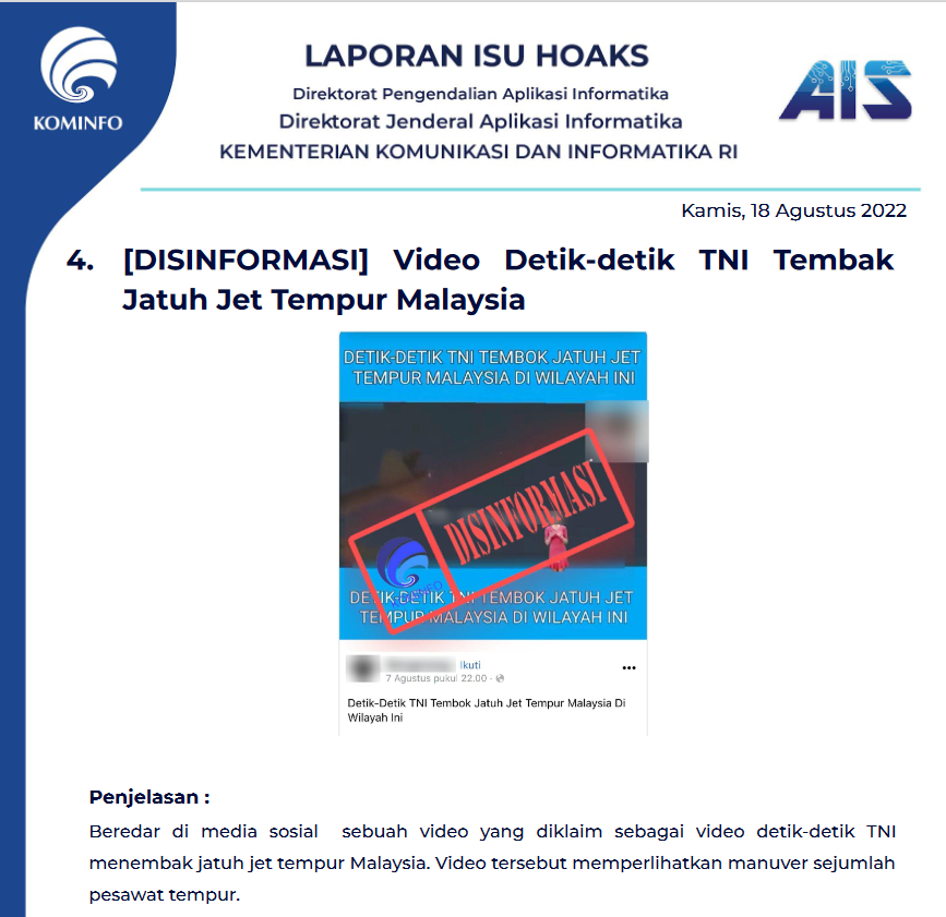 Isu Hoaks 18 Agustus 2022