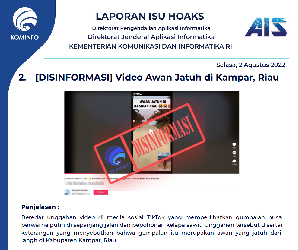 Isu Hoaks 2 Agustus 2022