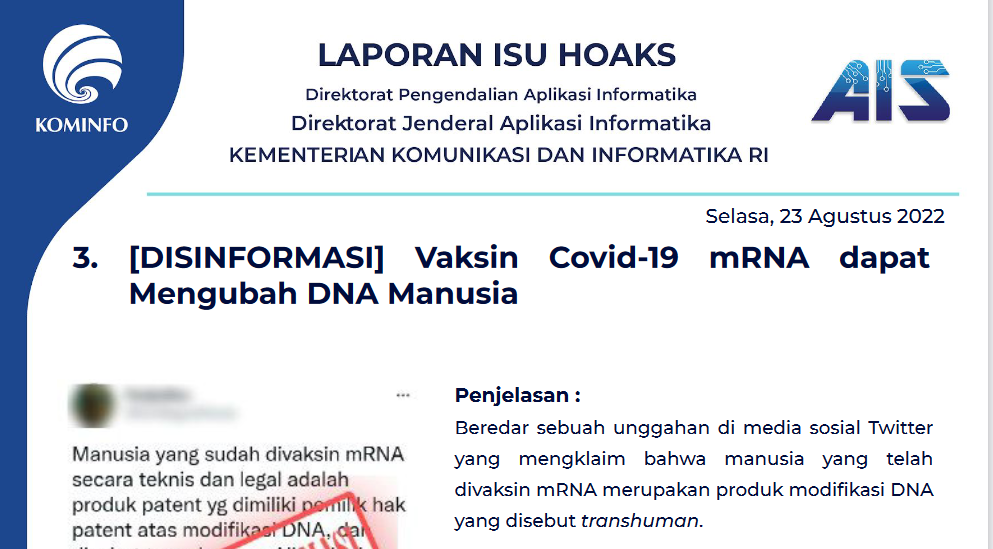 Isu Hoaks 23 Agustus 2022