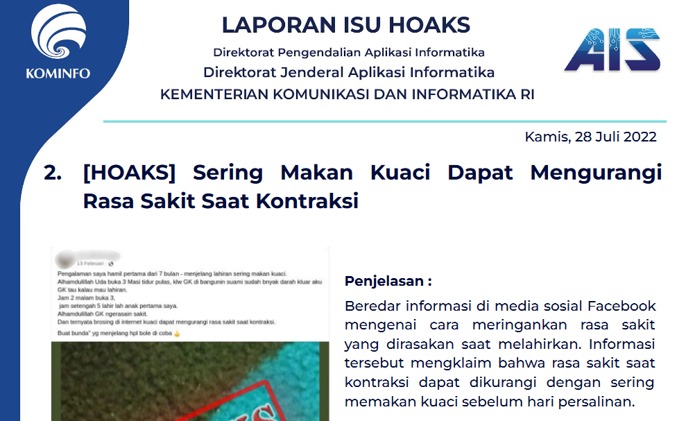 Isu Hoaks 28 Juli 2022