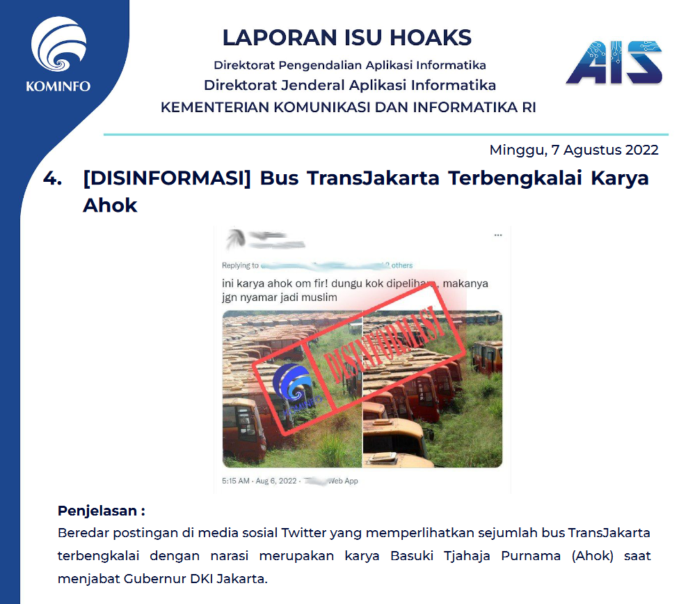 Isu Hoaks 7 Agustus 2022