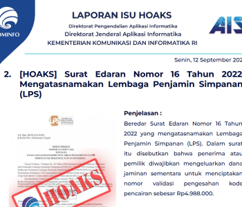 Isu Hoaks 12 September 2022
