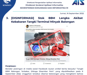 Isu Hoaks 16 September 2022