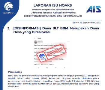 Isu Hoaks 19 September 2022