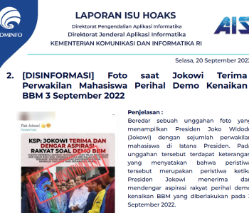 Isu Hoaks 20 September 2022