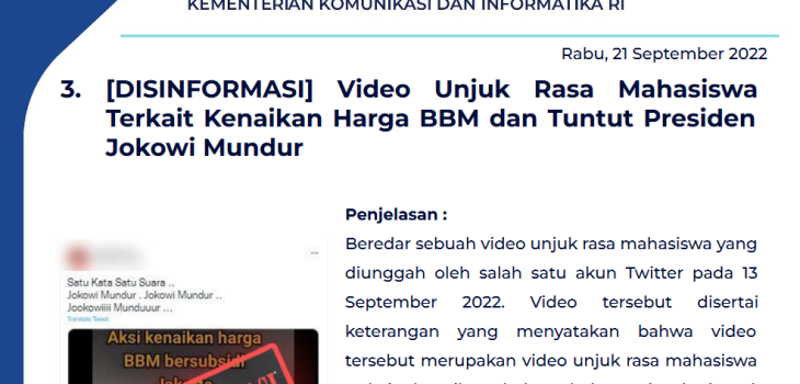 Isu Hoaks 21 September 2022