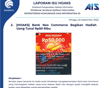 Isu Hoaks 25 September 2022
