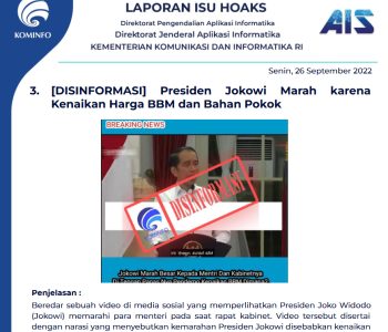 Isu Hoaks 26 September 2022