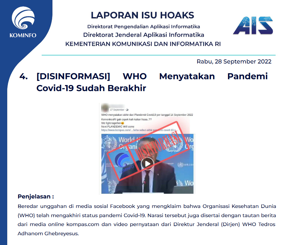 Isu Hoaks 28 September 2022