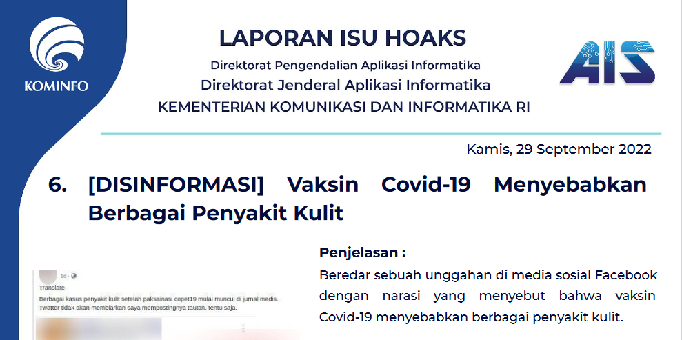 Isu Hoaks 29 September 2022
