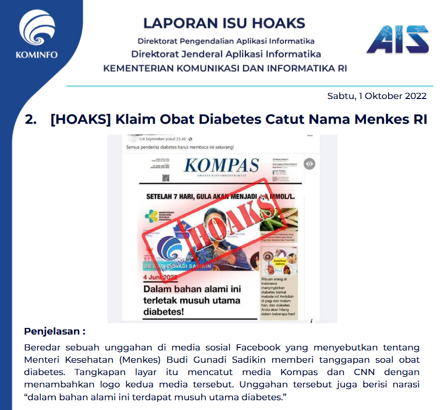 Isu Hoaks 1 Oktober 2022