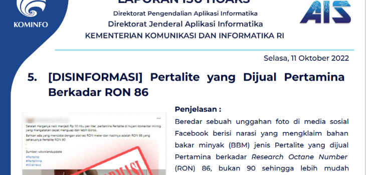 Isu Hoaks 11 Oktober 2022