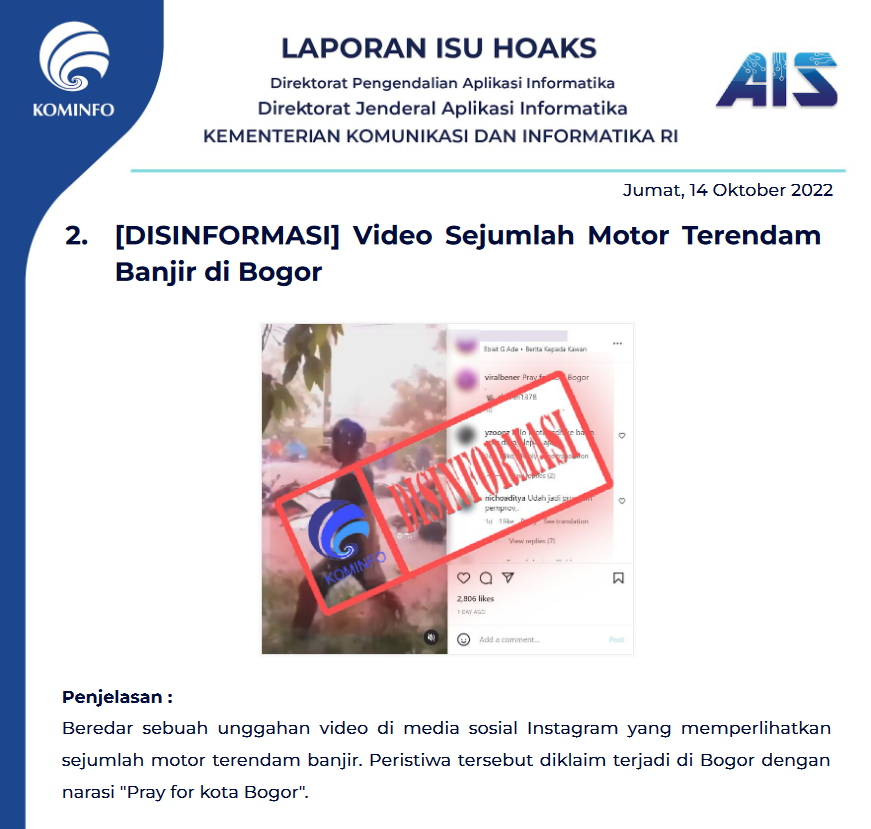 Isu Hoaks 14 Oktober 2022