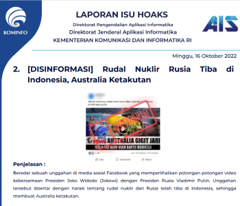 Isu Hoaks 16 Oktober 2022