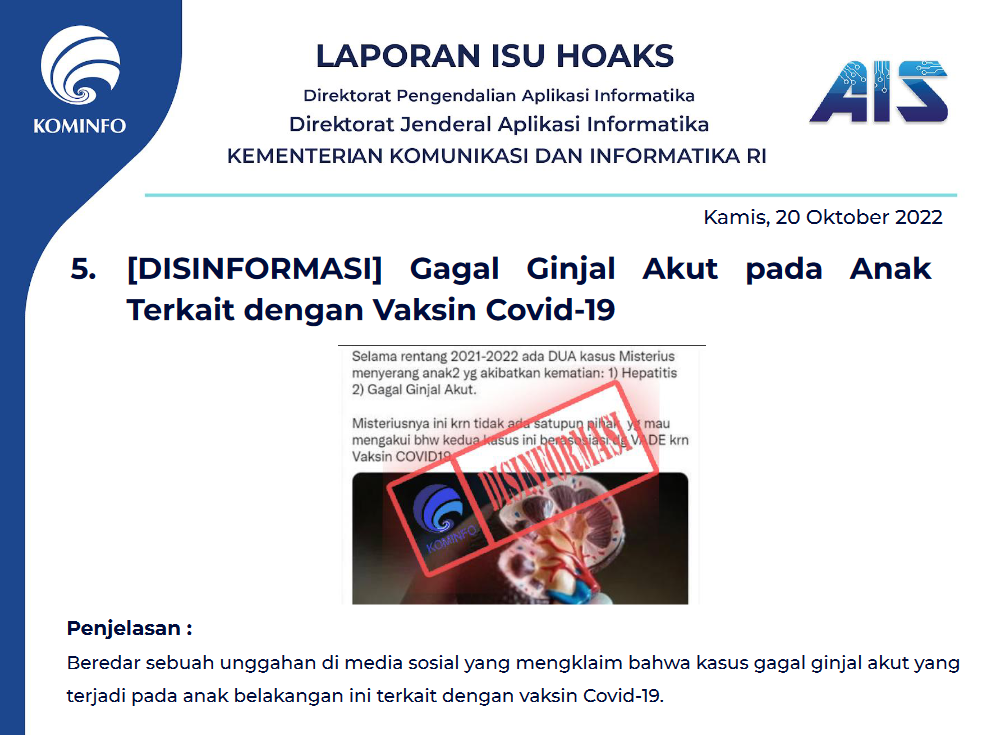 Isu Hoaks 20 Oktober 2022