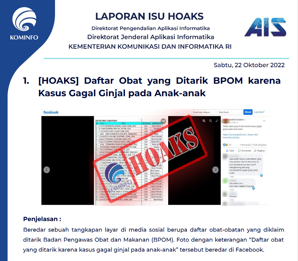 Isu Hoaks 22 Oktober 2022