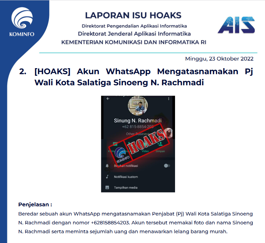 Isu Hoaks 23 Oktober 2022