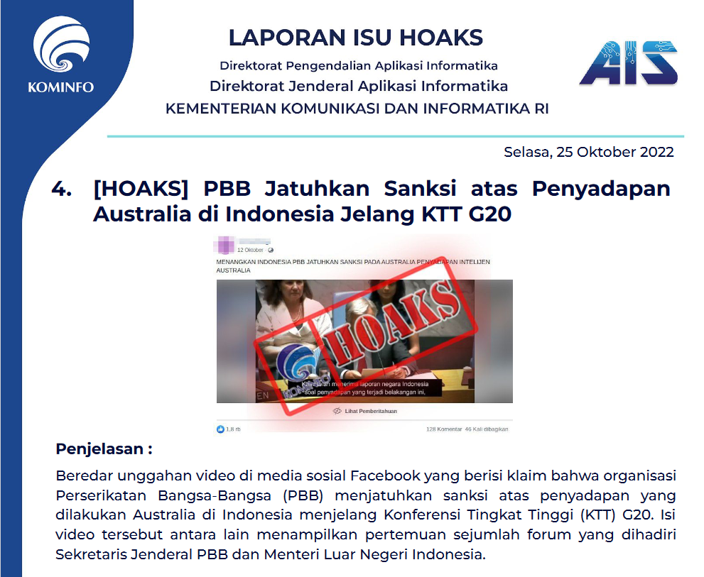 Isu Hoaks 25 Oktober 2022