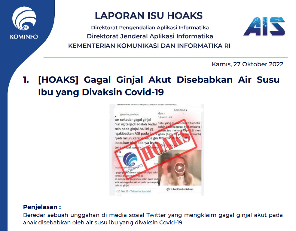 Isu Hoaks 27 Oktober 2022
