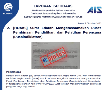 Isu Hoaks 3 Oktober 2022