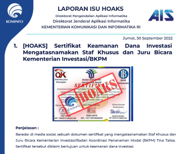 Isu Hoaks 30 September 2022