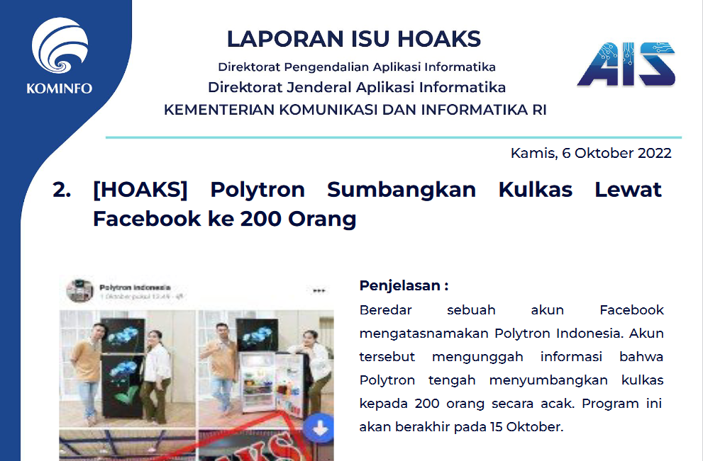 Isu Hoaks 6 Oktober 2022